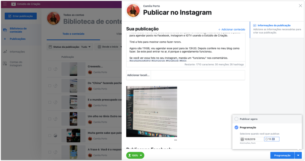 Como agendar posts no Facebook e Instagram gratuitamente 8 Como agendar posts no Facebook e Instagram gratuitamente