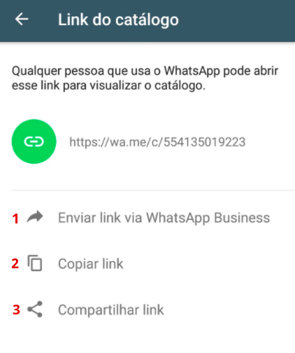 Compartilhe seu link de catálogo