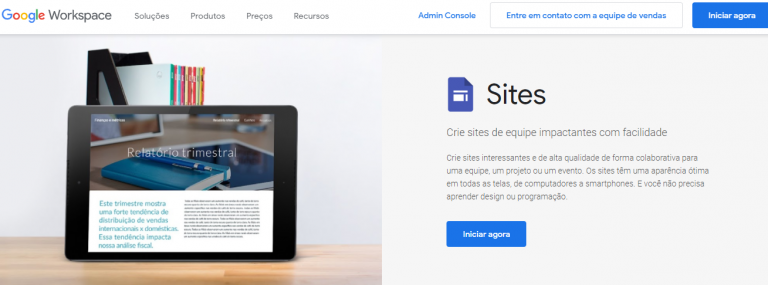como criar um site no google