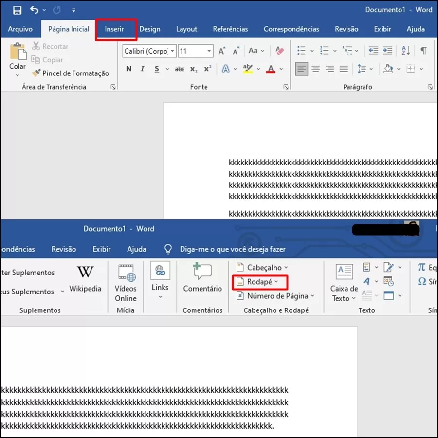 como numerar as paginas no word
