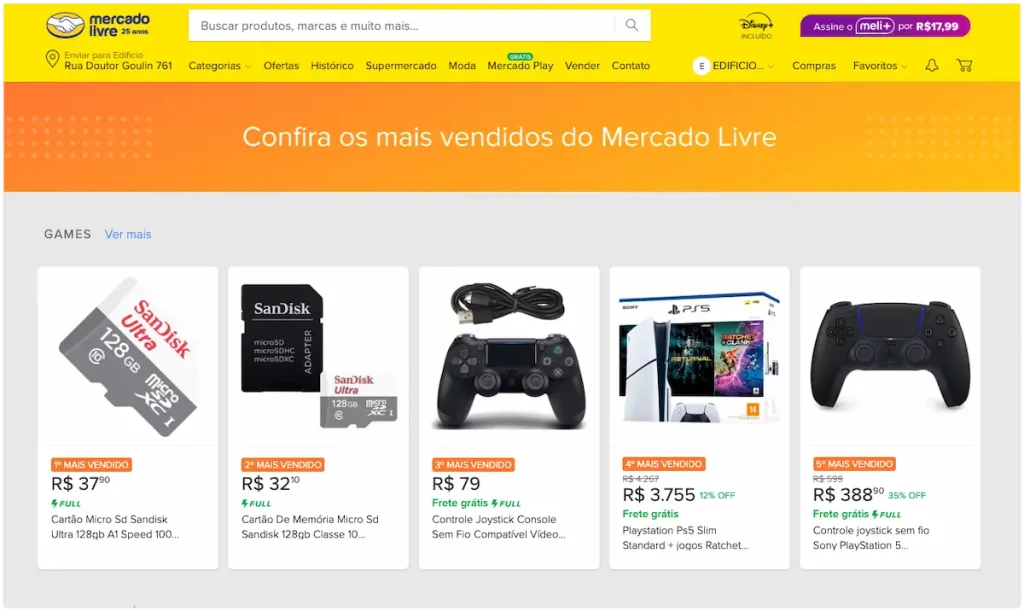 Os produtos mais vendidos do Mercado Livre